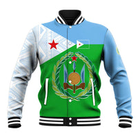Djibouti Cultural Baseball Jacket National Emblem, Tribal Motifs and Red Star Symbol of Unity