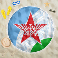 Djibouti Cultural Beach Blanket National Emblem, Tribal Motifs and Red Star Symbol of Unity