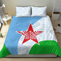 Djibouti Cultural Bedding Set National Emblem, Tribal Motifs and Red Star Symbol of Unity