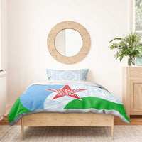 Djibouti Cultural Bedding Set National Emblem, Tribal Motifs and Red Star Symbol of Unity