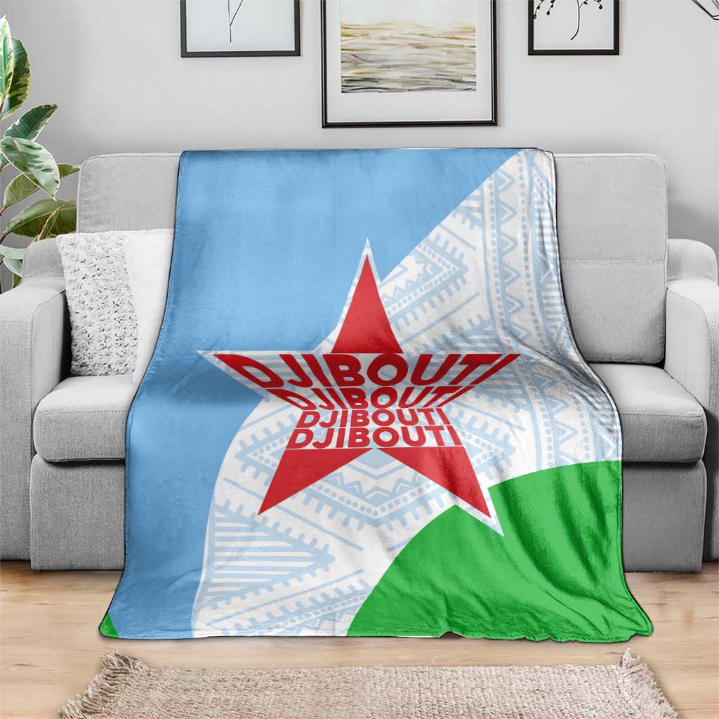 Djibouti Cultural Blanket National Emblem, Tribal Motifs and Red Star Symbol of Unity