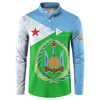 Djibouti Cultural Button Sweatshirt National Emblem, Tribal Motifs and Red Star Symbol of Unity