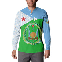 Djibouti Cultural Button Sweatshirt National Emblem, Tribal Motifs and Red Star Symbol of Unity