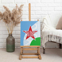 Djibouti Cultural Canvas Wall Art National Emblem, Tribal Motifs and Red Star Symbol of Unity