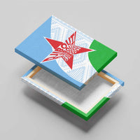Djibouti Cultural Canvas Wall Art National Emblem, Tribal Motifs and Red Star Symbol of Unity