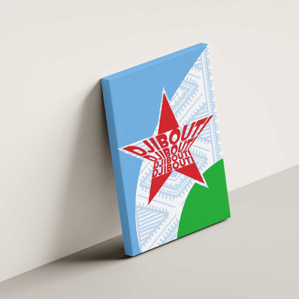 Djibouti Cultural Canvas Wall Art National Emblem, Tribal Motifs and Red Star Symbol of Unity