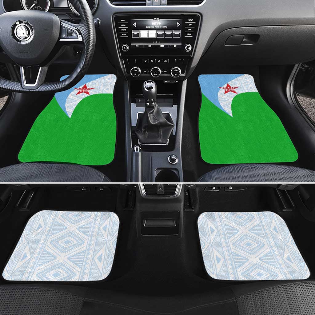 Djibouti Cultural Car Mats National Emblem, Tribal Motifs and Red Star Symbol of Unity