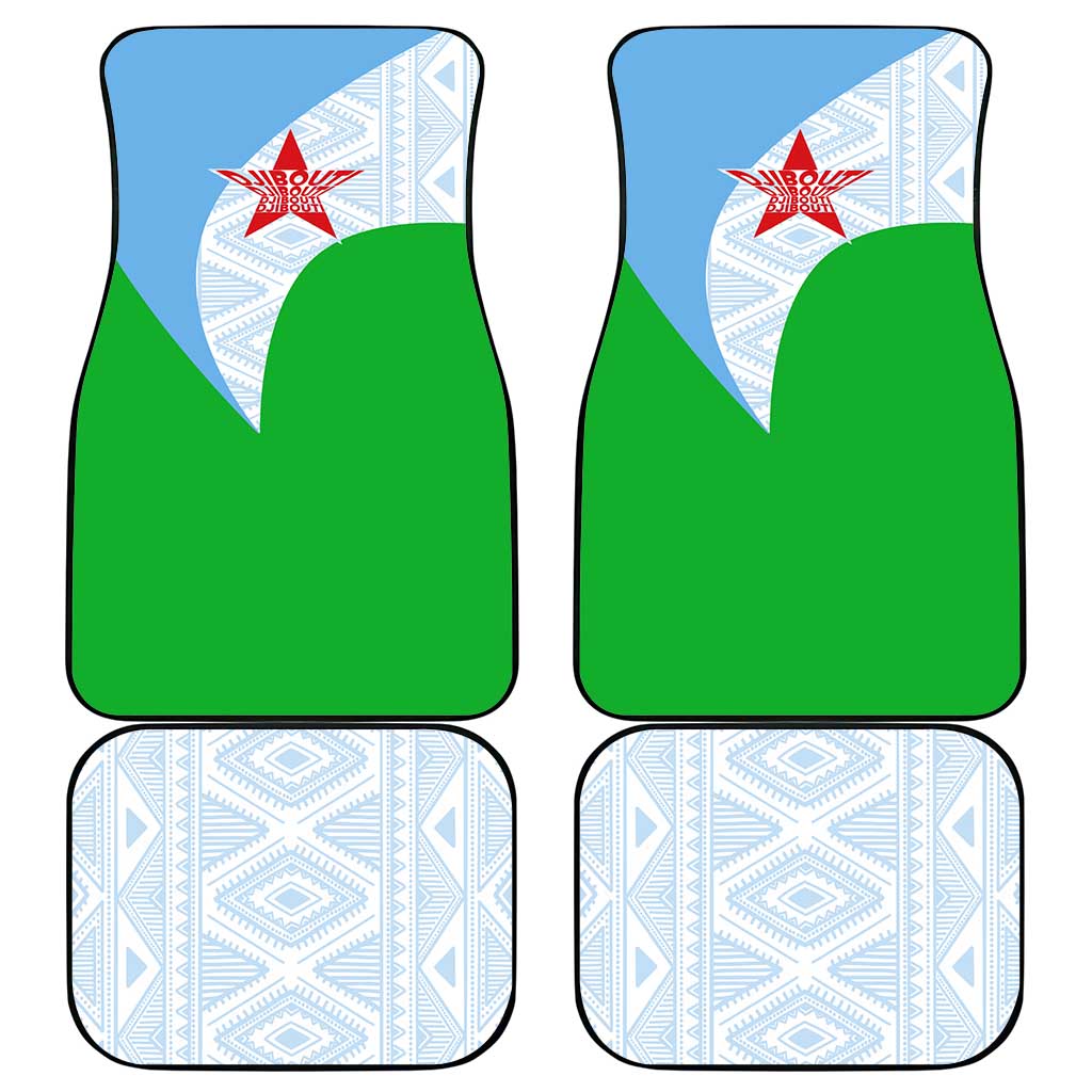 Djibouti Cultural Car Mats National Emblem, Tribal Motifs and Red Star Symbol of Unity