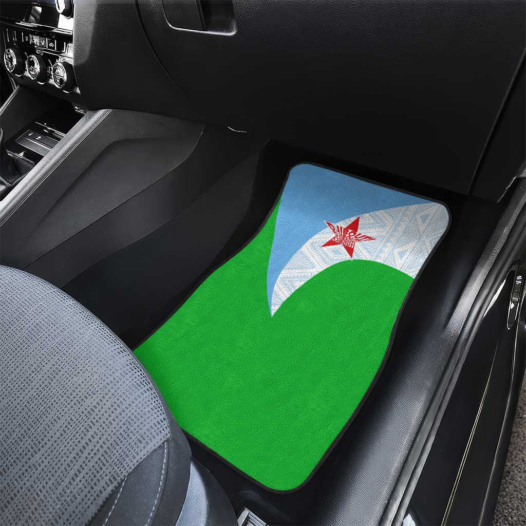Djibouti Cultural Car Mats National Emblem, Tribal Motifs and Red Star Symbol of Unity