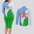 Djibouti Cultural Couples Matching Long Sleeve Bodycon Dress and Long Sleeve Button Shirt National Emblem, Tribal Motifs and Red Star Symbol of Unity