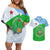 Djibouti Cultural Couples Matching Off Shoulder Short Dress and Hawaiian Shirt National Emblem, Tribal Motifs and Red Star Symbol of Unity