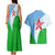 Djibouti Cultural Couples Matching Tank Maxi Dress and Hawaiian Shirt National Emblem, Tribal Motifs and Red Star Symbol of Unity