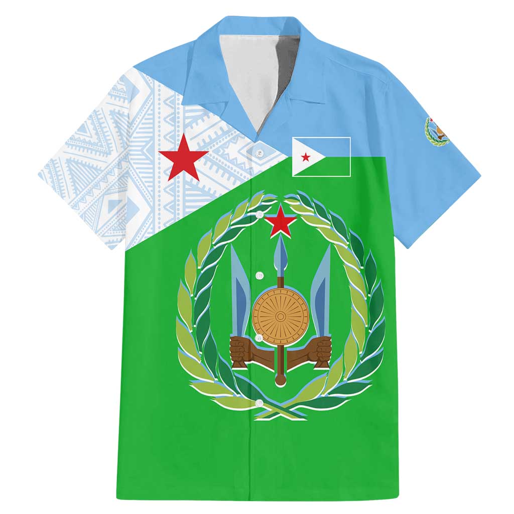 Djibouti Cultural Family Matching Mermaid Dress and Hawaiian Shirt National Emblem, Tribal Motifs and Red Star Symbol of Unity