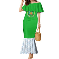 Djibouti Cultural Family Matching Mermaid Dress and Hawaiian Shirt National Emblem, Tribal Motifs and Red Star Symbol of Unity