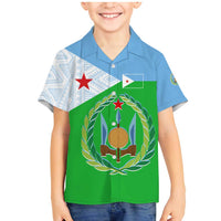 Djibouti Cultural Family Matching Mermaid Dress and Hawaiian Shirt National Emblem, Tribal Motifs and Red Star Symbol of Unity