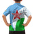 Djibouti Cultural Family Matching Off The Shoulder Long Sleeve Dress and Hawaiian Shirt National Emblem, Tribal Motifs and Red Star Symbol of Unity