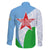 Djibouti Cultural Family Matching Off The Shoulder Long Sleeve Dress and Hawaiian Shirt National Emblem, Tribal Motifs and Red Star Symbol of Unity