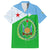 Djibouti Cultural Family Matching Off Shoulder Maxi Dress and Hawaiian Shirt National Emblem, Tribal Motifs and Red Star Symbol of Unity