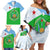 Djibouti Cultural Family Matching Off Shoulder Short Dress and Hawaiian Shirt National Emblem, Tribal Motifs and Red Star Symbol of Unity