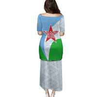 Djibouti Cultural Family Matching Puletasi and Hawaiian Shirt National Emblem, Tribal Motifs and Red Star Symbol of Unity