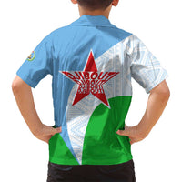 Djibouti Cultural Family Matching Tank Maxi Dress and Hawaiian Shirt National Emblem, Tribal Motifs and Red Star Symbol of Unity