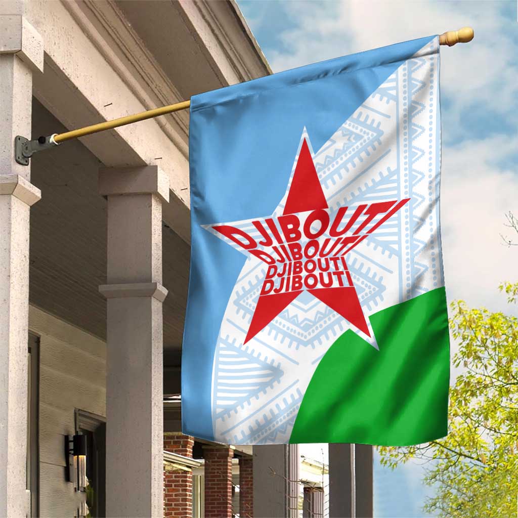 Djibouti Cultural Garden Flag National Emblem, Tribal Motifs and Red Star Symbol of Unity