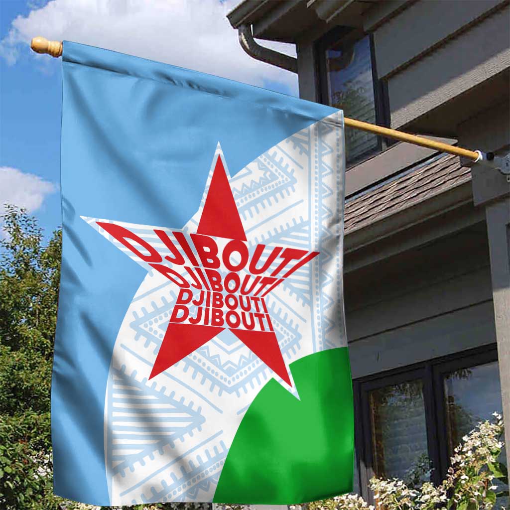 Djibouti Cultural Garden Flag National Emblem, Tribal Motifs and Red Star Symbol of Unity