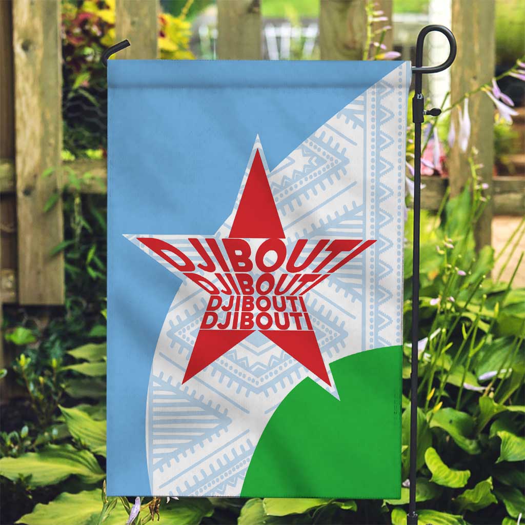 Djibouti Cultural Garden Flag National Emblem, Tribal Motifs and Red Star Symbol of Unity