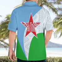 Djibouti Cultural Hawaiian Shirt National Emblem, Tribal Motifs and Red Star Symbol of Unity