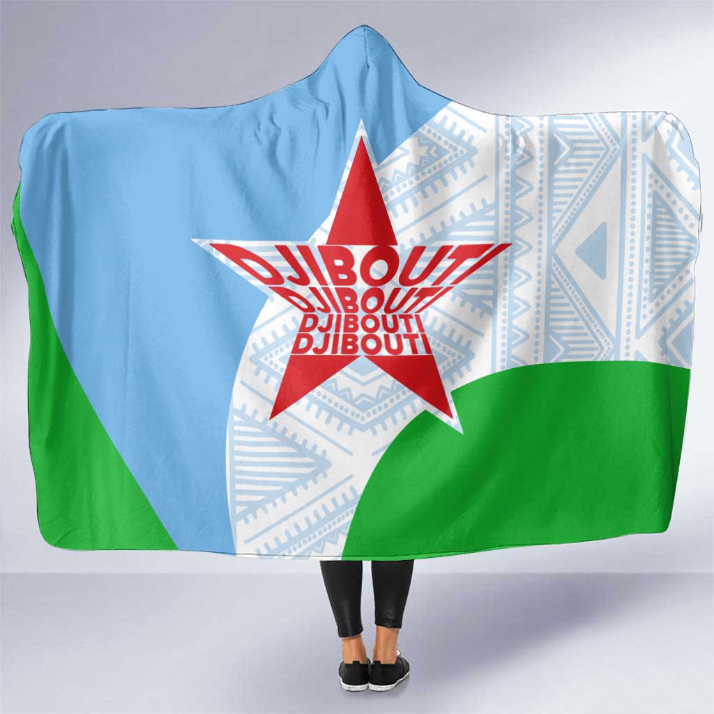 Djibouti Cultural Hooded Blanket National Emblem, Tribal Motifs and Red Star Symbol of Unity