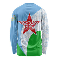 Djibouti Cultural Long Sleeve Shirt National Emblem, Tribal Motifs and Red Star Symbol of Unity