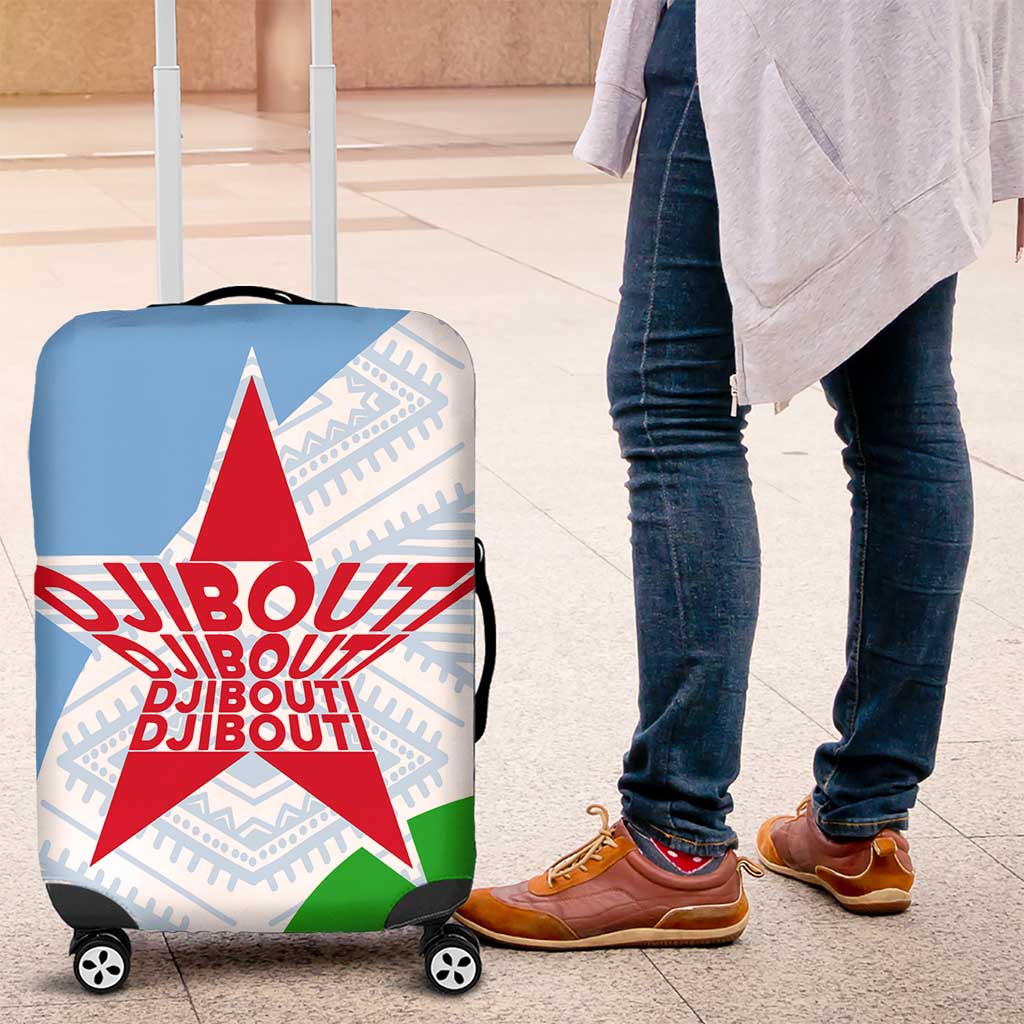 Djibouti Cultural Luggage Cover National Emblem, Tribal Motifs and Red Star Symbol of Unity