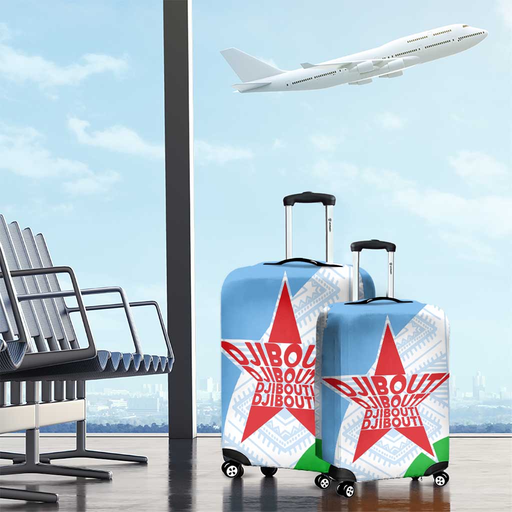Djibouti Cultural Luggage Cover National Emblem, Tribal Motifs and Red Star Symbol of Unity