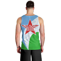 Djibouti Cultural Men Tank Top National Emblem, Tribal Motifs and Red Star Symbol of Unity