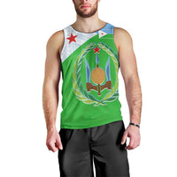 Djibouti Cultural Men Tank Top National Emblem, Tribal Motifs and Red Star Symbol of Unity