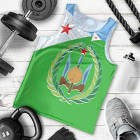 Djibouti Cultural Men Tank Top National Emblem, Tribal Motifs and Red Star Symbol of Unity