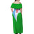 Djibouti Cultural Off Shoulder Maxi Dress National Emblem, Tribal Motifs and Red Star Symbol of Unity