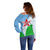 Djibouti Cultural Off Shoulder Sweater National Emblem, Tribal Motifs and Red Star Symbol of Unity