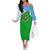 Djibouti Cultural Off The Shoulder Long Sleeve Dress National Emblem, Tribal Motifs and Red Star Symbol of Unity