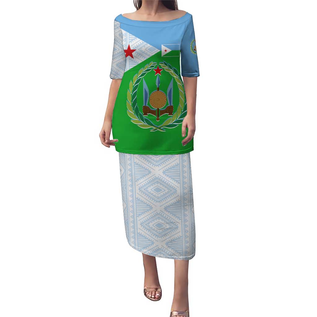 Djibouti Cultural Puletasi National Emblem, Tribal Motifs and Red Star Symbol of Unity