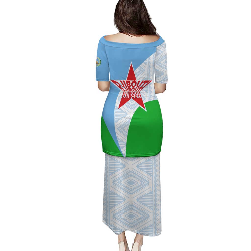 Djibouti Cultural Puletasi National Emblem, Tribal Motifs and Red Star Symbol of Unity