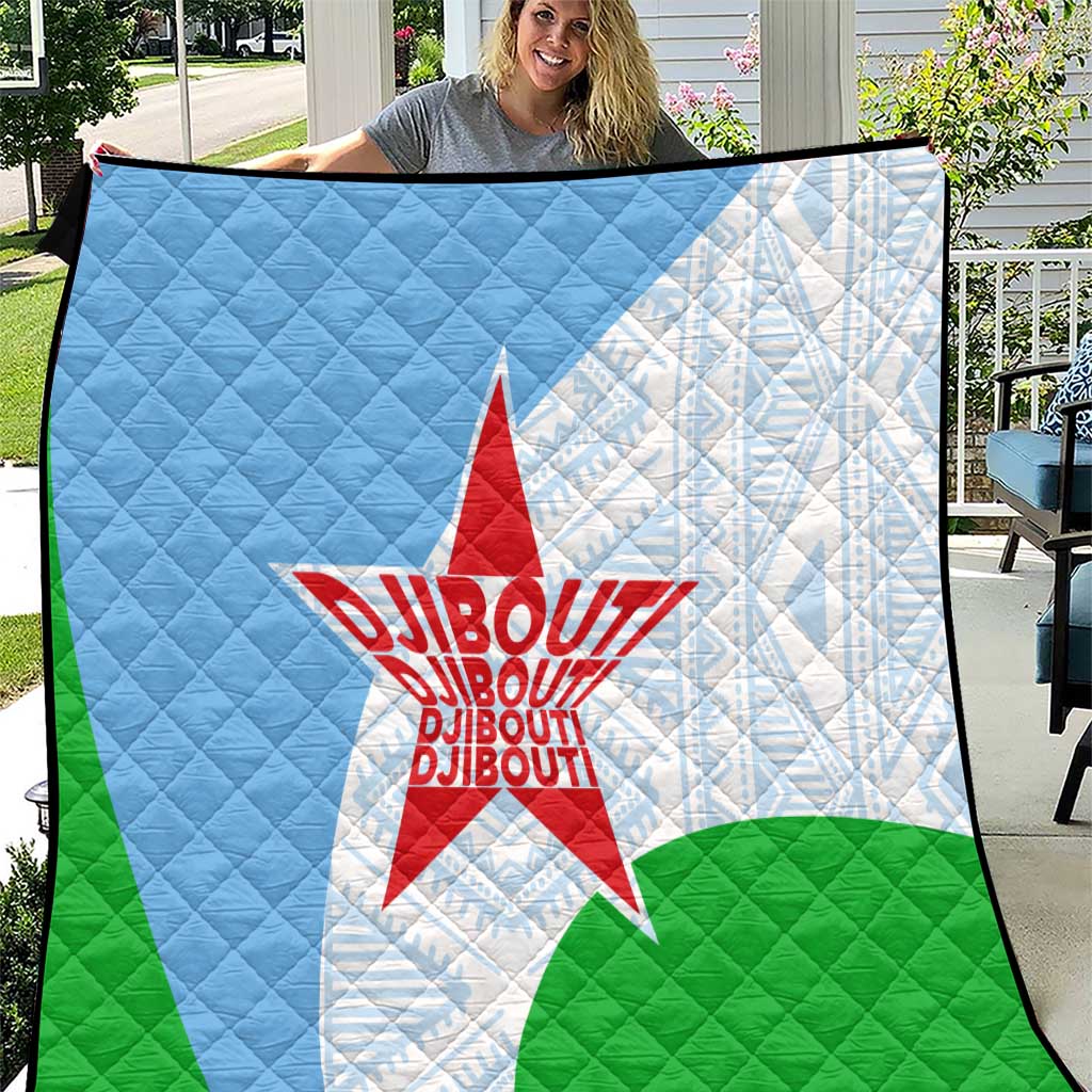 Djibouti Cultural Quilt National Emblem, Tribal Motifs and Red Star Symbol of Unity