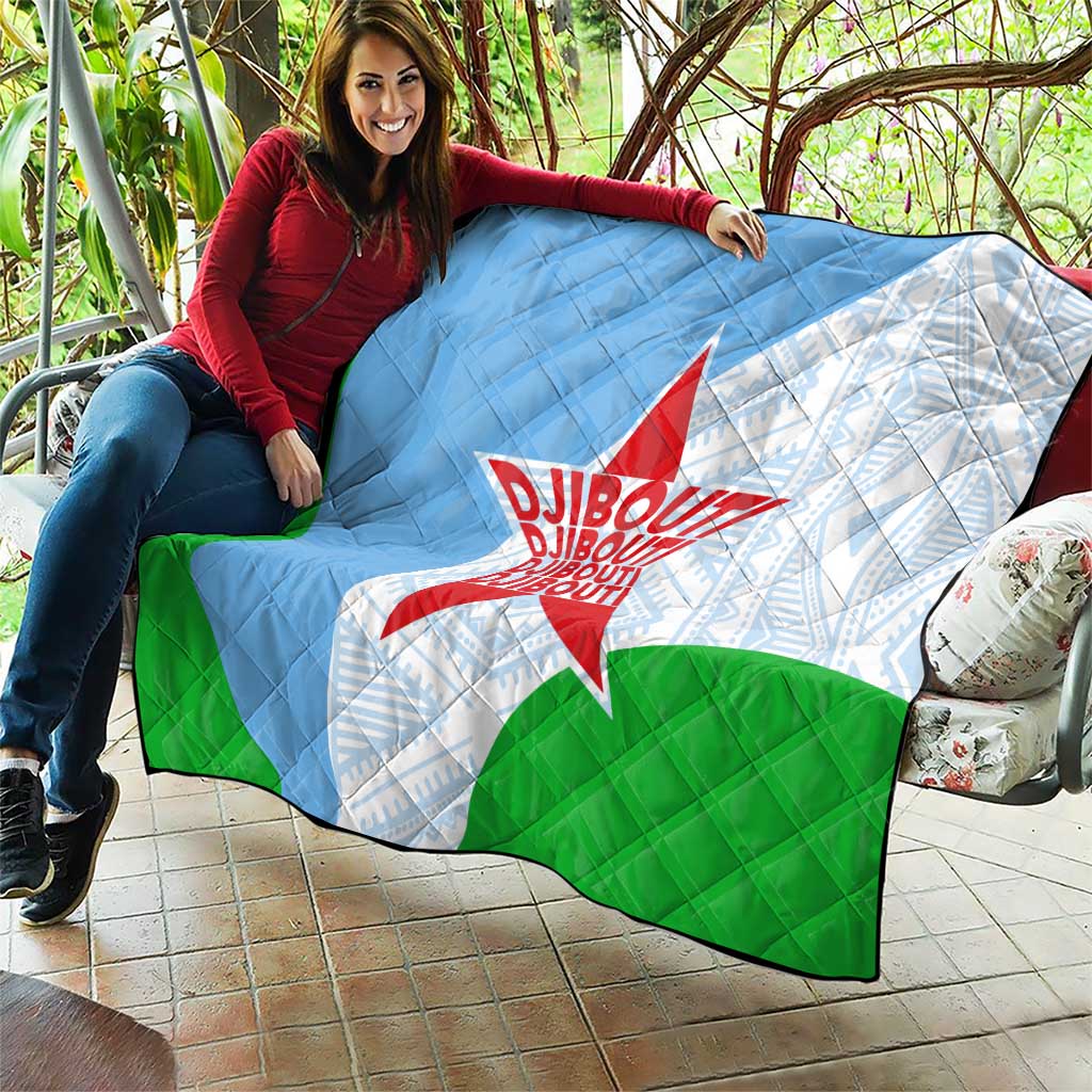 Djibouti Cultural Quilt National Emblem, Tribal Motifs and Red Star Symbol of Unity