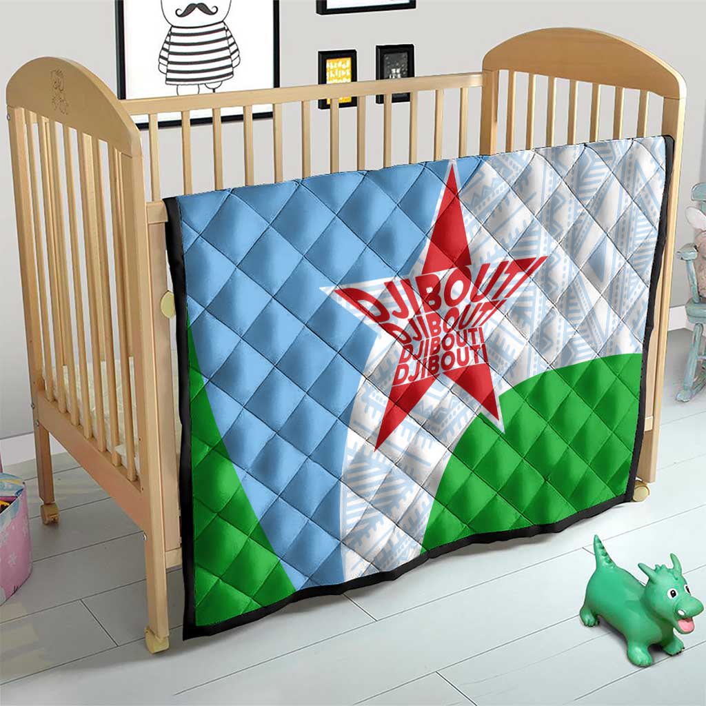 Djibouti Cultural Quilt National Emblem, Tribal Motifs and Red Star Symbol of Unity