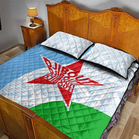Djibouti Cultural Quilt Bed Set National Emblem, Tribal Motifs and Red Star Symbol of Unity