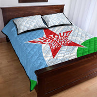 Djibouti Cultural Quilt Bed Set National Emblem, Tribal Motifs and Red Star Symbol of Unity