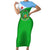 Djibouti Cultural Short Sleeve Bodycon Dress National Emblem, Tribal Motifs and Red Star Symbol of Unity