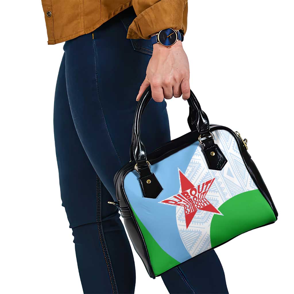 Djibouti Cultural Shoulder Handbag National Emblem, Tribal Motifs and Red Star Symbol of Unity