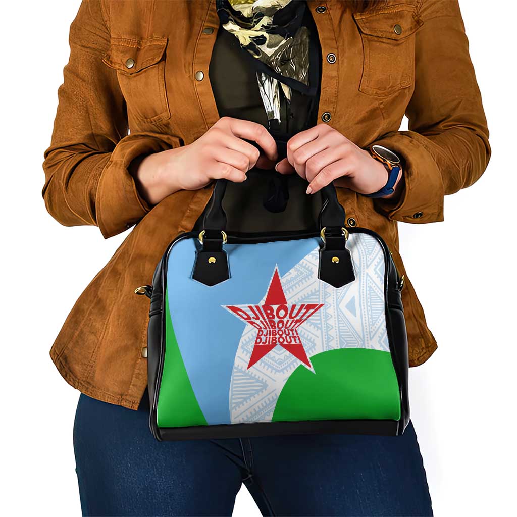 Djibouti Cultural Shoulder Handbag National Emblem, Tribal Motifs and Red Star Symbol of Unity