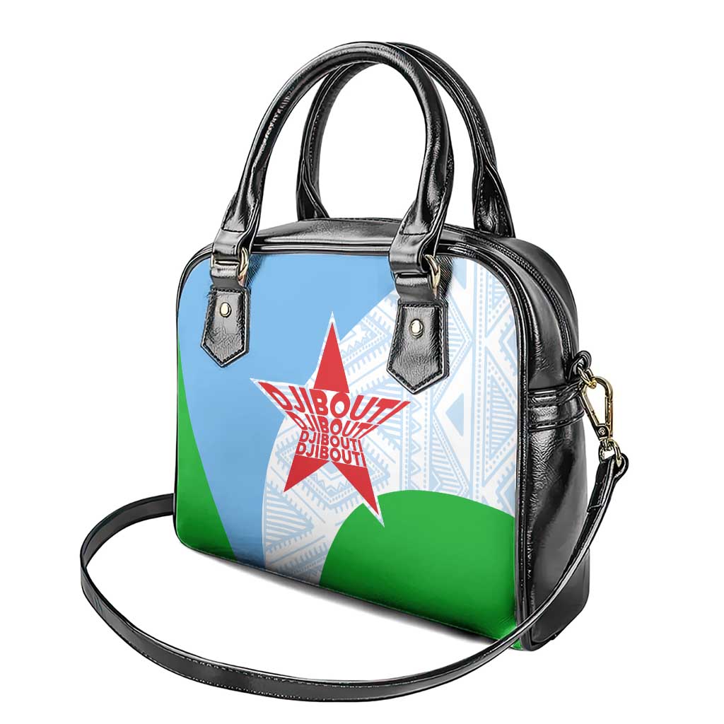 Djibouti Cultural Shoulder Handbag National Emblem, Tribal Motifs and Red Star Symbol of Unity